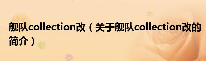 舰队collection改（关于舰队collection改的简介）