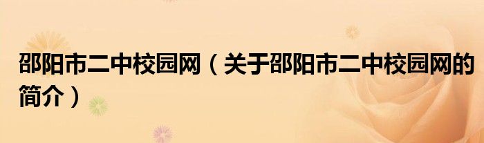 邵阳市二中校园网（关于邵阳市二中校园网的简介）