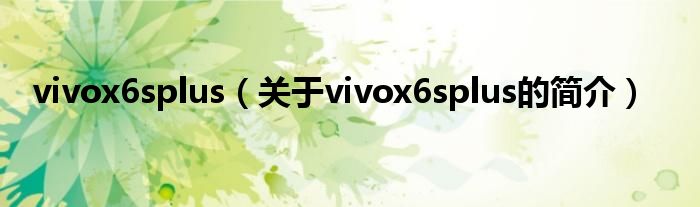 vivox6splus（关于vivox6splus的简介）