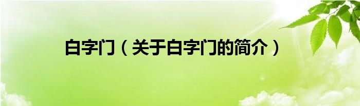 白字门（关于白字门的简介）