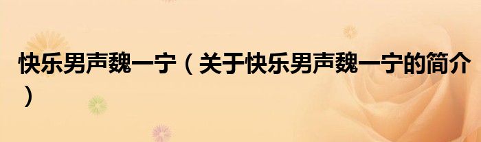 快乐男声魏一宁（关于快乐男声魏一宁的简介）