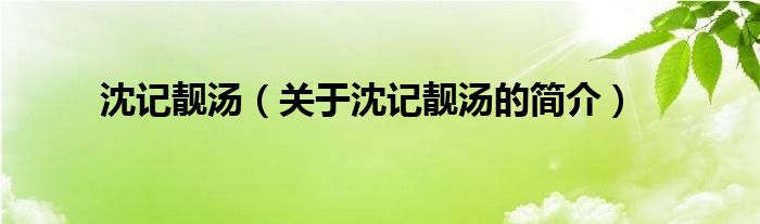 沈记靓汤（关于沈记靓汤的简介）