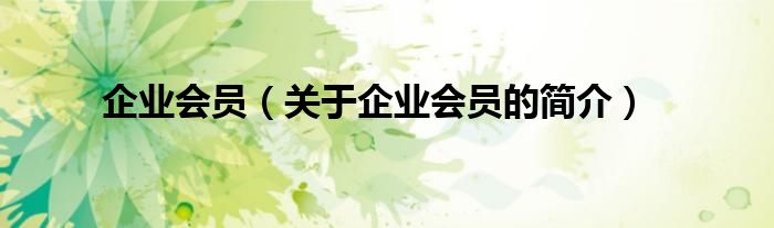 企业会员（关于企业会员的简介）