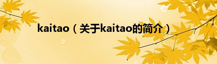 kaitao（关于kaitao的简介）