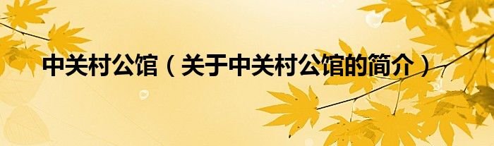 中关村公馆（关于中关村公馆的简介）