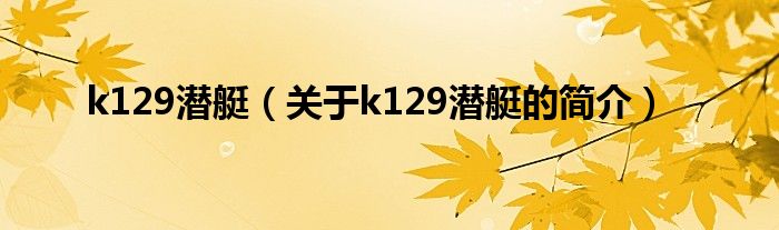 k129潜艇（关于k129潜艇的简介）