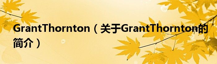 GrantThornton（关于GrantThornton的简介）