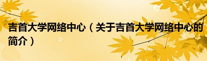 吉首大学网络中心（关于吉首大学网络中心的简介）