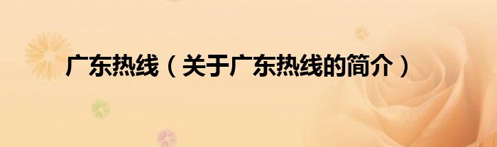 广东热线（关于广东热线的简介）