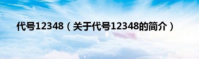 代号12348（关于代号12348的简介）