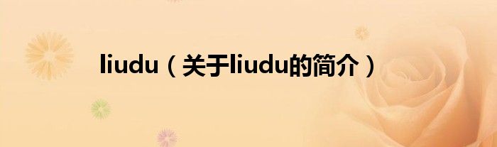 liudu（关于liudu的简介）