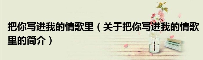 把你写进我的情歌里（关于把你写进我的情歌里的简介）