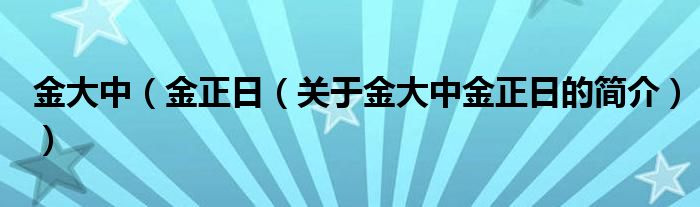 金大中（金正日（关于金大中金正日的简介））