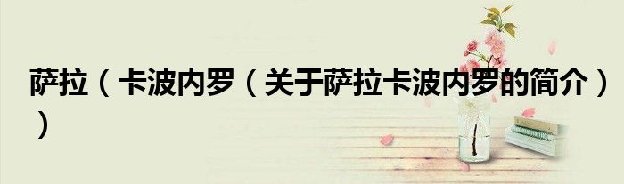 萨拉（卡波内罗（关于萨拉卡波内罗的简介））