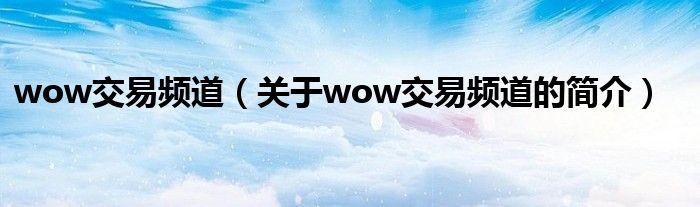 wow交易频道（关于wow交易频道的简介）