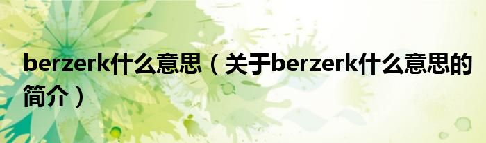 berzerk什么意思（关于berzerk什么意思的简介）