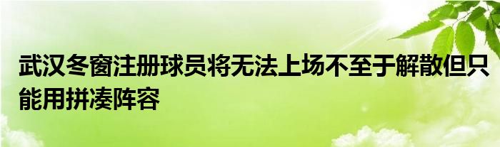 武汉冬窗注册球员将无法上场不至于解散但只能用拼凑阵容