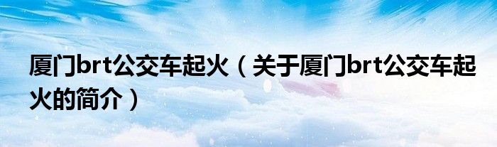 厦门brt公交车起火（关于厦门brt公交车起火的简介）