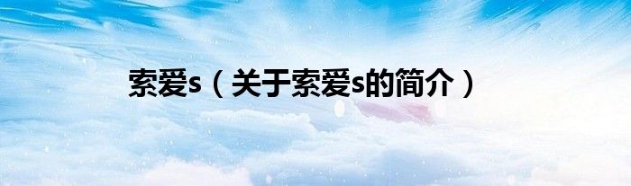 索爱s（关于索爱s的简介）