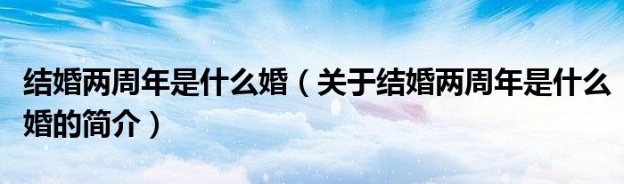 结婚两周年是什么婚（关于结婚两周年是什么婚的简介）
