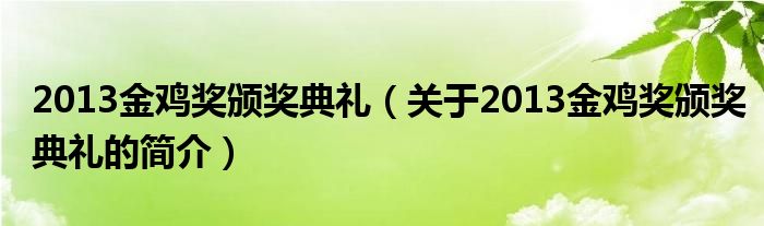 2013金鸡奖颁奖典礼（关于2013金鸡奖颁奖典礼的简介）