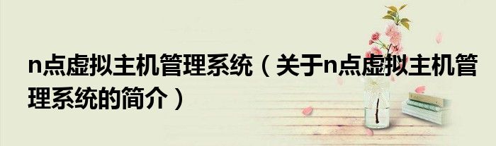n点虚拟主机管理系统（关于n点虚拟主机管理系统的简介）