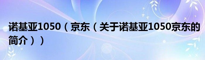 诺基亚1050（京东（关于诺基亚1050京东的简介））