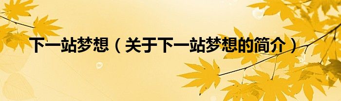 下一站梦想（关于下一站梦想的简介）