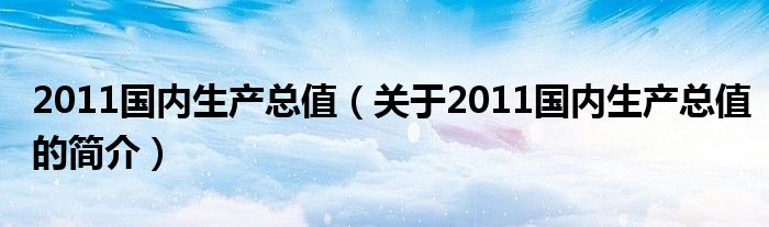 2011国内生产总值（关于2011国内生产总值的简介）