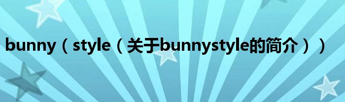 bunny（style（关于bunnystyle的简介））