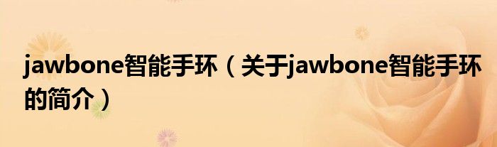 jawbone智能手环（关于jawbone智能手环的简介）