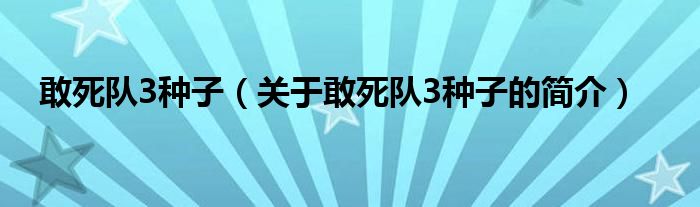 敢死队3种子（关于敢死队3种子的简介）