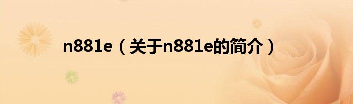 n881e（关于n881e的简介）