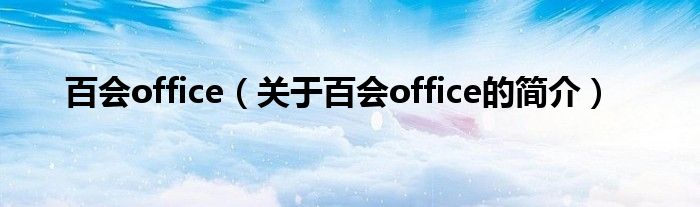 百会office（关于百会office的简介）