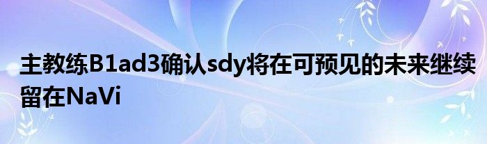 主教练B1ad3确认sdy将在可预见的未来继续留在NaVi