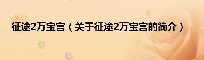 征途2万宝宫（关于征途2万宝宫的简介）