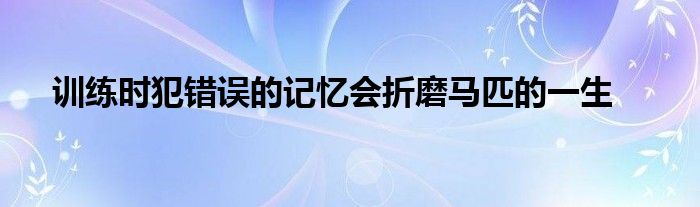 训练时犯错误的记忆会折磨马匹的一生