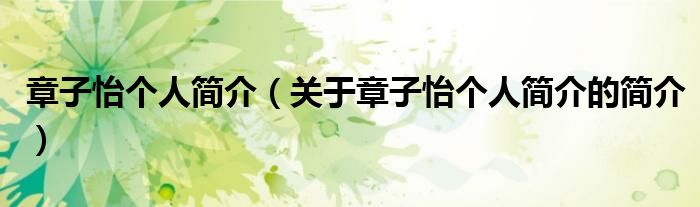 章子怡个人简介（关于章子怡个人简介的简介）