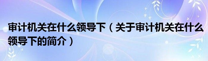 审计机关在什么领导下（关于审计机关在什么领导下的简介）