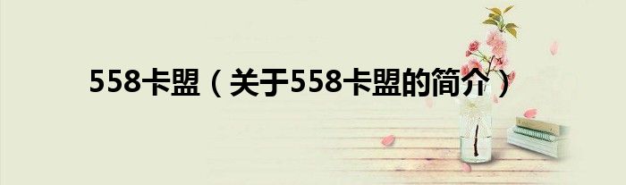 558卡盟（关于558卡盟的简介）