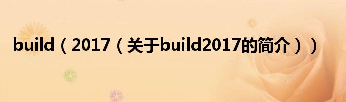 build（2017（关于build2017的简介））