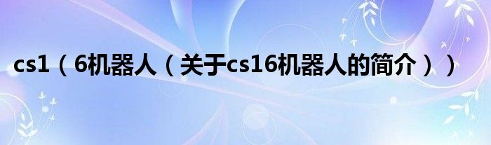 cs1（6机器人（关于cs16机器人的简介））