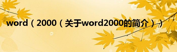 word（2000（关于word2000的简介））