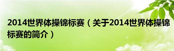 2014世界体操锦标赛（关于2014世界体操锦标赛的简介）