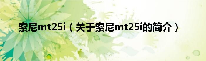 索尼mt25i（关于索尼mt25i的简介）