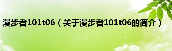 漫步者101t06（关于漫步者101t06的简介）