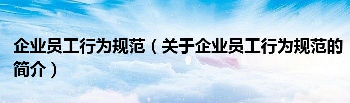 企业员工行为规范（关于企业员工行为规范的简介）