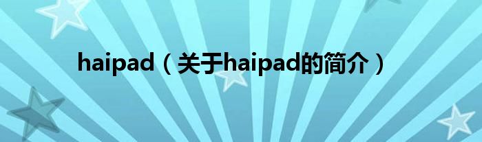 haipad（关于haipad的简介）