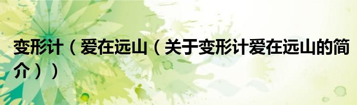 变形计（爱在远山（关于变形计爱在远山的简介））