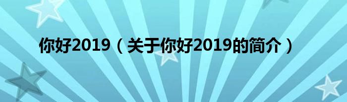 你好2019（关于你好2019的简介）